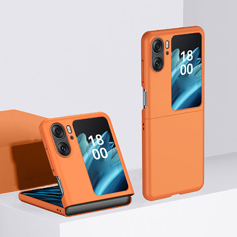 Coque Plastique Mat Protection Integrale 360 Degres Avant et Arriere Etui Housse BH2 pour Oppo Find N2 Flip 5G Orange