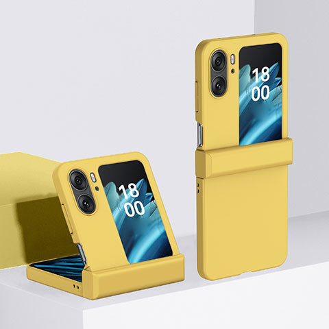 Coque Plastique Mat Protection Integrale 360 Degres Avant et Arriere Etui Housse BH3 pour Oppo Find N2 Flip 5G Jaune