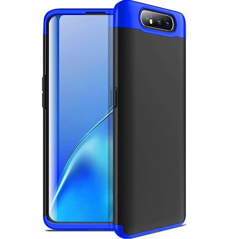 Coque Plastique Mat Protection Integrale 360 Degres Avant et Arriere Etui Housse C01 pour Samsung Galaxy A90 4G Bleu et Noir