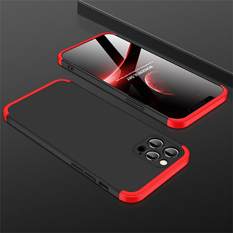 Coque Plastique Mat Protection Integrale 360 Degres Avant et Arriere Etui Housse M01 pour Apple iPhone 12 Pro Rouge et Noir