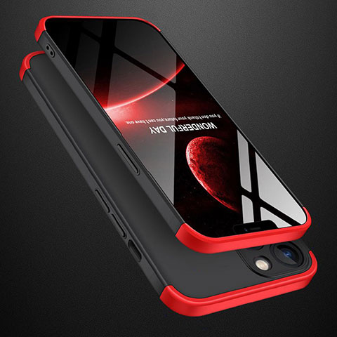 Coque Plastique Mat Protection Integrale 360 Degres Avant et Arriere Etui Housse M01 pour Apple iPhone 14 Plus Rouge et Noir