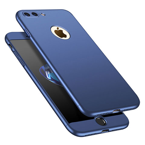 Coque Plastique Mat Protection Integrale 360 Degres Avant et Arriere Etui Housse M01 pour Apple iPhone 7 Plus Bleu