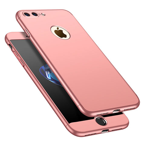 Coque Plastique Mat Protection Integrale 360 Degres Avant et Arriere Etui Housse M01 pour Apple iPhone 7 Plus Or Rose