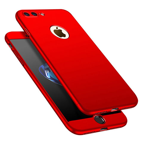 Coque Plastique Mat Protection Integrale 360 Degres Avant et Arriere Etui Housse M01 pour Apple iPhone 7 Plus Rouge