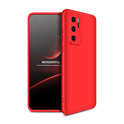 Coque Plastique Mat Protection Integrale 360 Degres Avant et Arriere Etui Housse M01 pour Huawei P40 Rouge