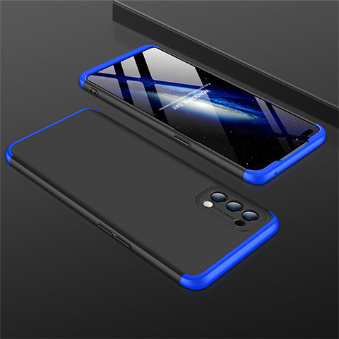 Coque Plastique Mat Protection Integrale 360 Degres Avant et Arriere Etui Housse M01 pour Oppo Reno4 4G Bleu et Noir