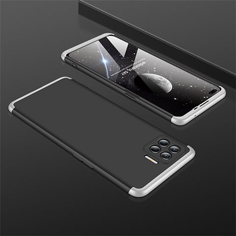 Coque Plastique Mat Protection Integrale 360 Degres Avant et Arriere Etui Housse M01 pour Oppo Reno4 F Argent et Noir