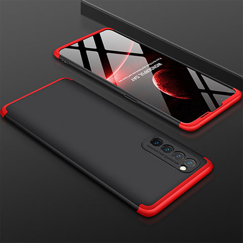 Coque Plastique Mat Protection Integrale 360 Degres Avant et Arriere Etui Housse M01 pour Oppo Reno4 Pro 4G Rouge et Noir