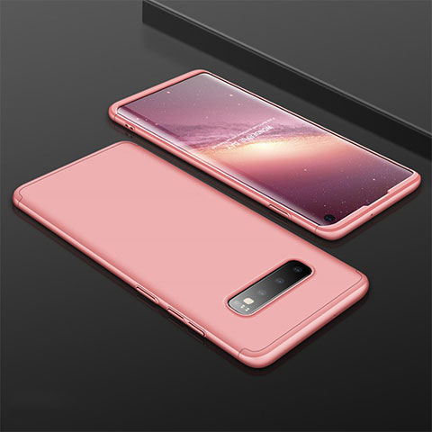 Coque Plastique Mat Protection Integrale 360 Degres Avant et Arriere Etui Housse M01 pour Samsung Galaxy S10 5G Or Rose