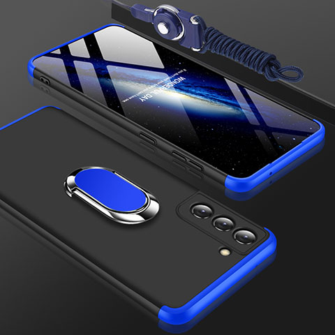 Coque Plastique Mat Protection Integrale 360 Degres Avant et Arriere Etui Housse M01 pour Samsung Galaxy S21 5G Bleu et Noir