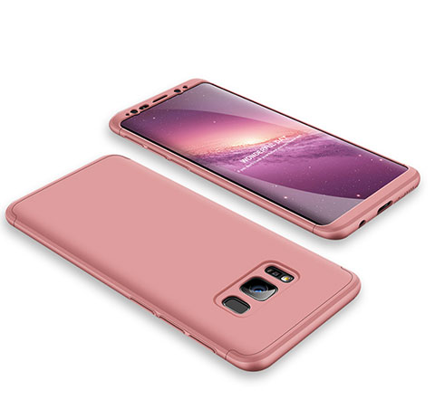 Coque Plastique Mat Protection Integrale 360 Degres Avant et Arriere Etui Housse M01 pour Samsung Galaxy S8 Or Rose