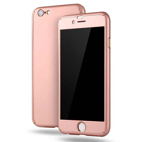 Coque Plastique Mat Protection Integrale 360 Degres Avant et Arriere Etui Housse M02 pour Apple iPhone 6S Plus Or Rose