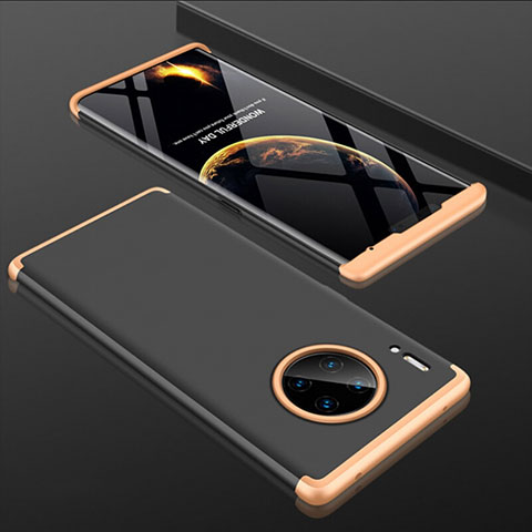 Coque Plastique Mat Protection Integrale 360 Degres Avant et Arriere Etui Housse P01 pour Huawei Mate 30 Pro Or et Noir