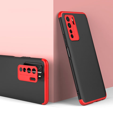 Coque Plastique Mat Protection Integrale 360 Degres Avant et Arriere Etui Housse P01 pour Huawei P40 Lite 5G Rouge et Noir