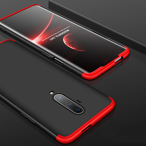 Coque Plastique Mat Protection Integrale 360 Degres Avant et Arriere Etui Housse P01 pour OnePlus 7T Pro Rouge et Noir