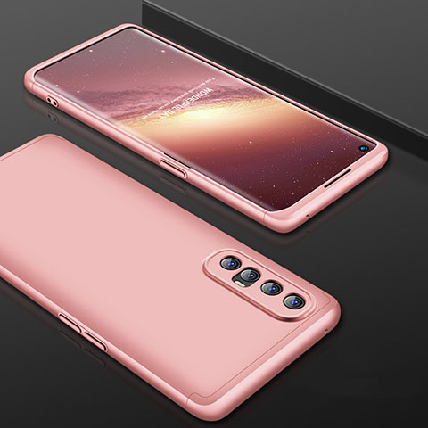 Coque Plastique Mat Protection Integrale 360 Degres Avant et Arriere Etui Housse P01 pour Oppo Reno3 Pro Or Rose