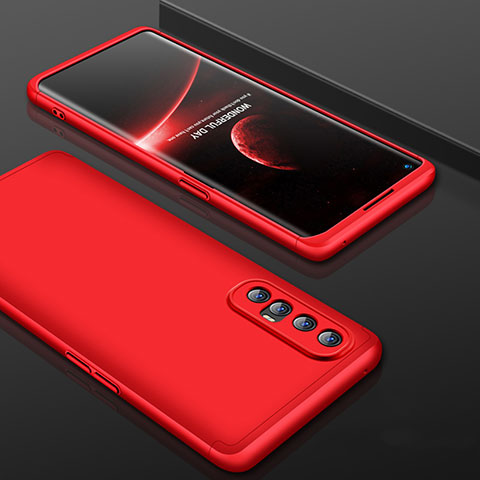 Coque Plastique Mat Protection Integrale 360 Degres Avant et Arriere Etui Housse P01 pour Oppo Reno3 Pro Rouge