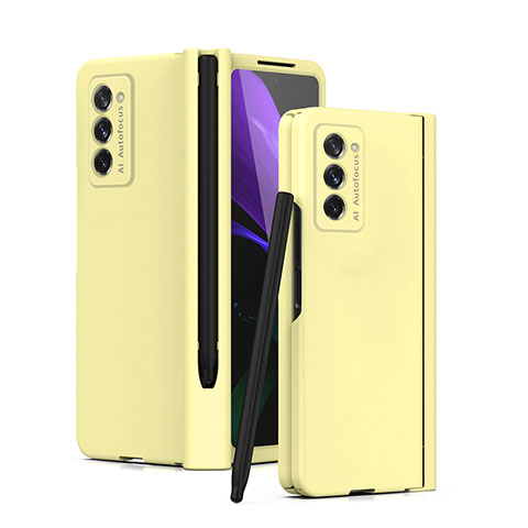 Coque Plastique Mat Protection Integrale 360 Degres Avant et Arriere Etui Housse P02 pour Samsung Galaxy Z Fold2 5G Jaune