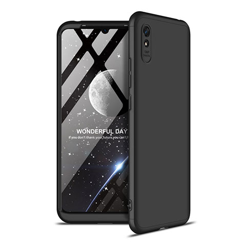 Coque Plastique Mat Protection Integrale 360 Degres Avant et Arriere Etui Housse P02 pour Xiaomi Redmi 9A Noir