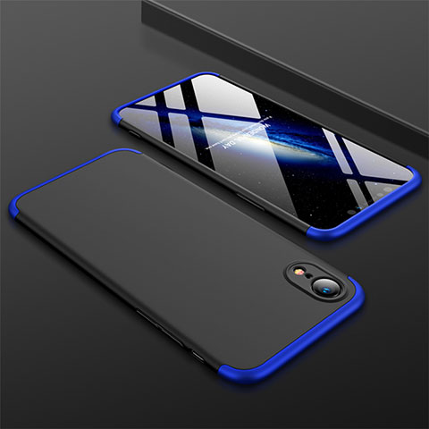 Coque Plastique Mat Protection Integrale 360 Degres Avant et Arriere Etui Housse pour Apple iPhone XR Bleu et Noir