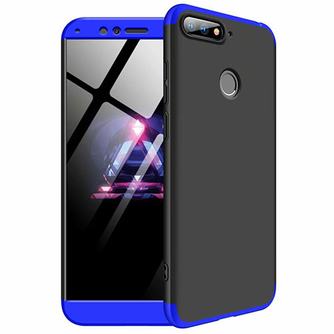 Coque Plastique Mat Protection Integrale 360 Degres Avant et Arriere Etui Housse pour Huawei Honor 7A Bleu et Noir