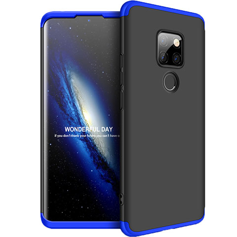 Coque Plastique Mat Protection Integrale 360 Degres Avant et Arriere Etui Housse pour Huawei Mate 20 Bleu et Noir