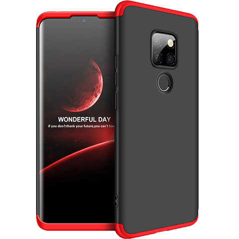 Coque Plastique Mat Protection Integrale 360 Degres Avant et Arriere Etui Housse pour Huawei Mate 20 Rouge et Noir