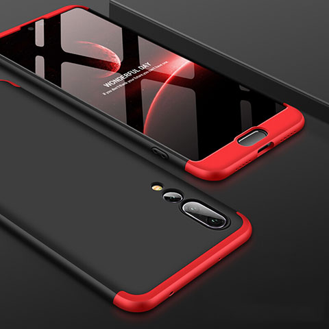 Coque Plastique Mat Protection Integrale 360 Degres Avant et Arriere Etui Housse pour Huawei P20 Pro Rouge et Noir