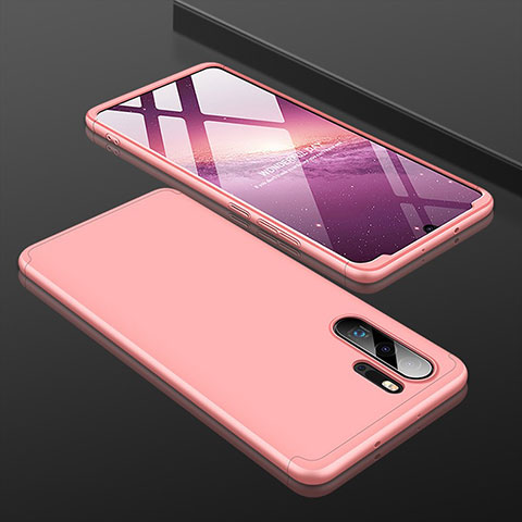 Coque Plastique Mat Protection Integrale 360 Degres Avant et Arriere Etui Housse pour Huawei P30 Pro Or Rose