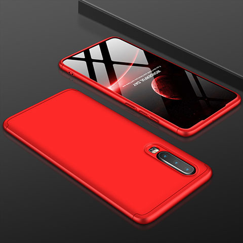 Coque Plastique Mat Protection Integrale 360 Degres Avant et Arriere Etui Housse pour Huawei P30 Rouge