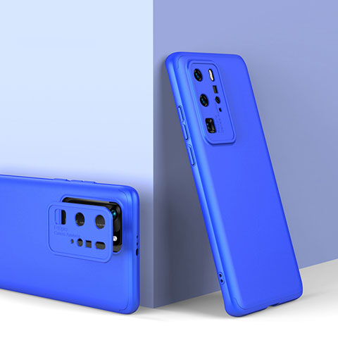 Coque Plastique Mat Protection Integrale 360 Degres Avant et Arriere Etui Housse pour Huawei P40 Pro Bleu