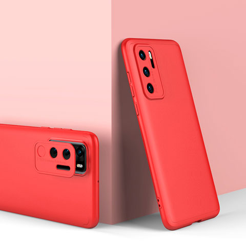 Coque Plastique Mat Protection Integrale 360 Degres Avant et Arriere Etui Housse pour Huawei P40 Rouge