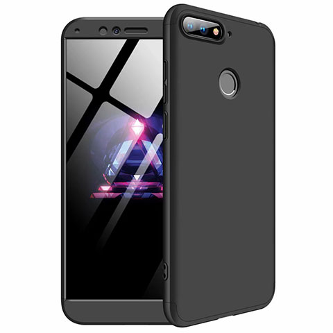 Coque Plastique Mat Protection Integrale 360 Degres Avant et Arriere Etui Housse pour Huawei Y6 Prime (2018) Noir