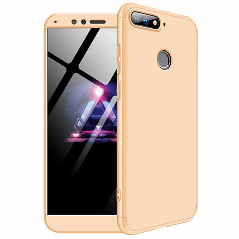 Coque Plastique Mat Protection Integrale 360 Degres Avant et Arriere Etui Housse pour Huawei Y6 Prime (2018) Or