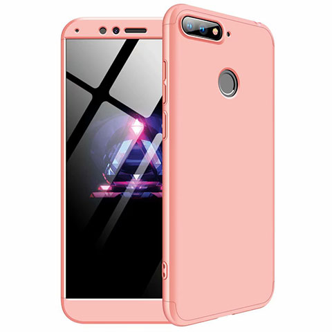 Coque Plastique Mat Protection Integrale 360 Degres Avant et Arriere Etui Housse pour Huawei Y6 Prime (2018) Or Rose