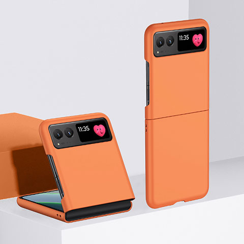 Coque Plastique Mat Protection Integrale 360 Degres Avant et Arriere Etui Housse pour Motorola Moto Razr 40 5G Orange