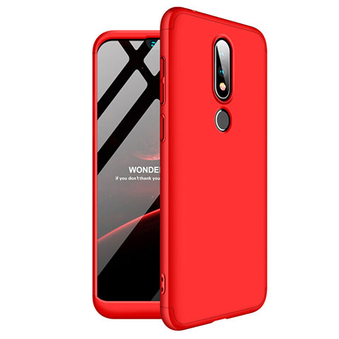 Coque Plastique Mat Protection Integrale 360 Degres Avant et Arriere Etui Housse pour Nokia 6.1 Plus Rouge