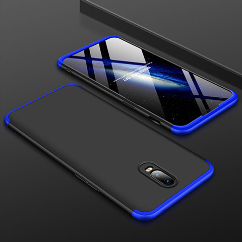 Coque Plastique Mat Protection Integrale 360 Degres Avant et Arriere Etui Housse pour OnePlus 6T Bleu et Noir