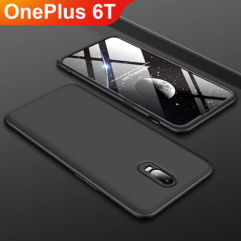 Coque Plastique Mat Protection Integrale 360 Degres Avant et Arriere Etui Housse pour OnePlus 6T Noir