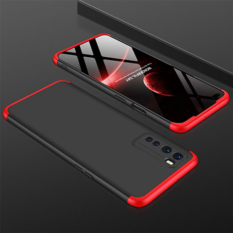 Coque Plastique Mat Protection Integrale 360 Degres Avant et Arriere Etui Housse pour OnePlus Nord Rouge et Noir