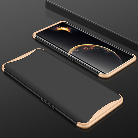 Coque Plastique Mat Protection Integrale 360 Degres Avant et Arriere Etui Housse pour Oppo Find X Super Flash Edition Or et Noir