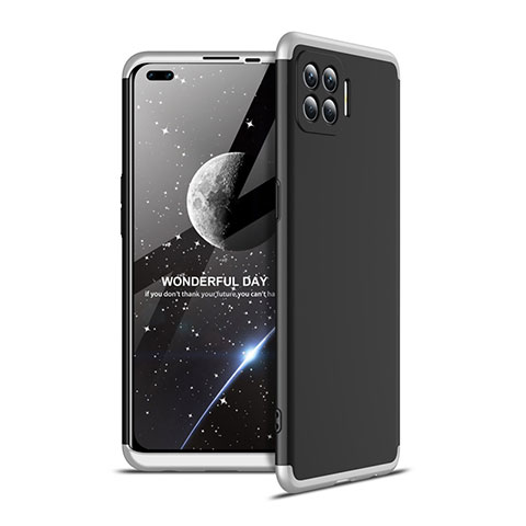 Coque Plastique Mat Protection Integrale 360 Degres Avant et Arriere Etui Housse pour Oppo Reno4 F Argent et Noir