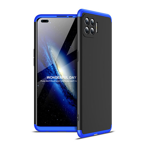 Coque Plastique Mat Protection Integrale 360 Degres Avant et Arriere Etui Housse pour Oppo Reno4 Lite Bleu et Noir