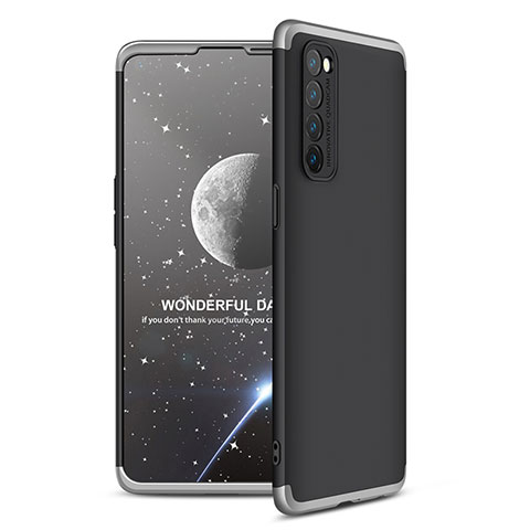 Coque Plastique Mat Protection Integrale 360 Degres Avant et Arriere Etui Housse pour Oppo Reno4 Pro 4G Argent et Noir