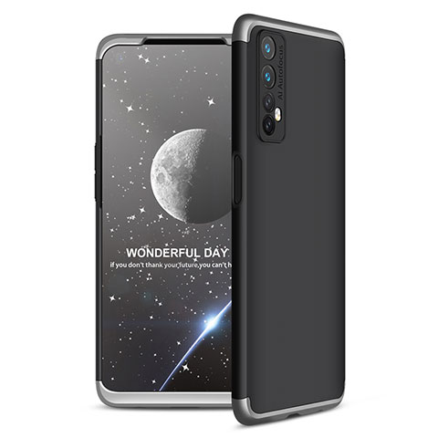 Coque Plastique Mat Protection Integrale 360 Degres Avant et Arriere Etui Housse pour Realme 7 Argent et Noir