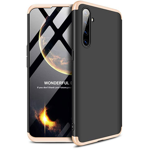 Coque Plastique Mat Protection Integrale 360 Degres Avant et Arriere Etui Housse pour Realme XT Or et Noir