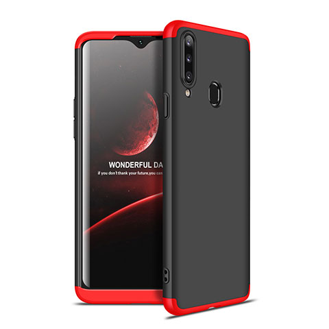 Coque Plastique Mat Protection Integrale 360 Degres Avant et Arriere Etui Housse pour Samsung Galaxy A20s Rouge et Noir