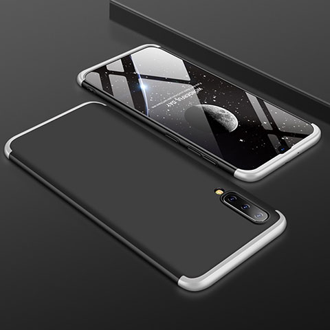 Coque Plastique Mat Protection Integrale 360 Degres Avant et Arriere Etui Housse pour Samsung Galaxy A50 Argent et Noir