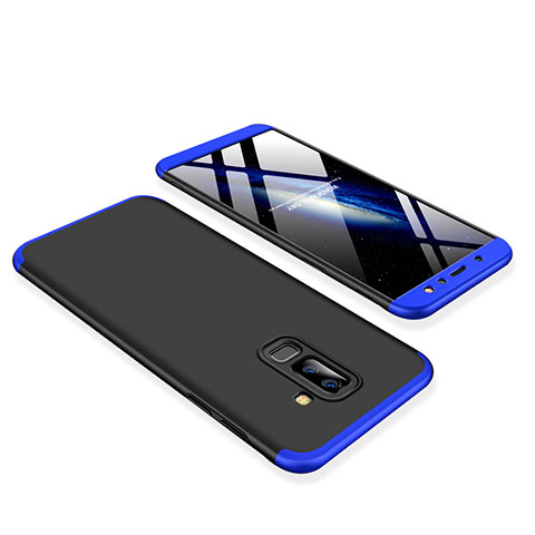 Coque Plastique Mat Protection Integrale 360 Degres Avant et Arriere Etui Housse pour Samsung Galaxy A6 Plus (2018) Bleu et Noir