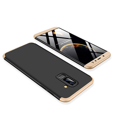 Coque Plastique Mat Protection Integrale 360 Degres Avant et Arriere Etui Housse pour Samsung Galaxy A6 Plus (2018) Or et Noir